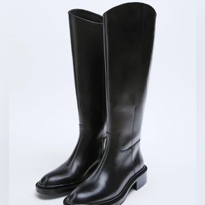 Zara Tall Leather Boots (Size 41)